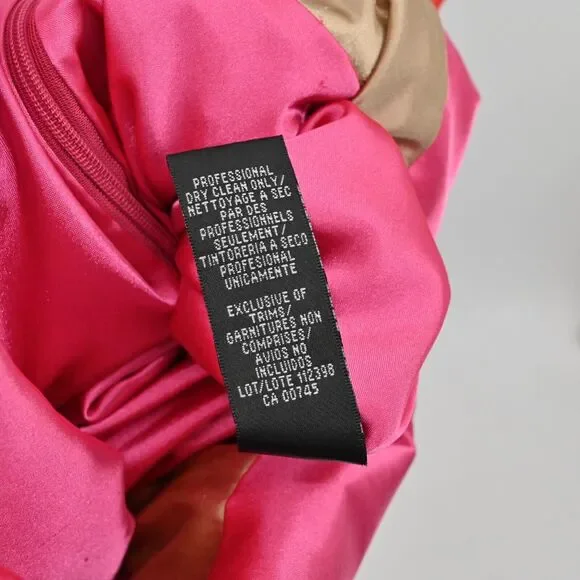 MONIQUE LHUILLIER Dress Sz 6 Pink Lace Sheath Floral Overlay Scalloped Cocktail - Picture 9 of 13